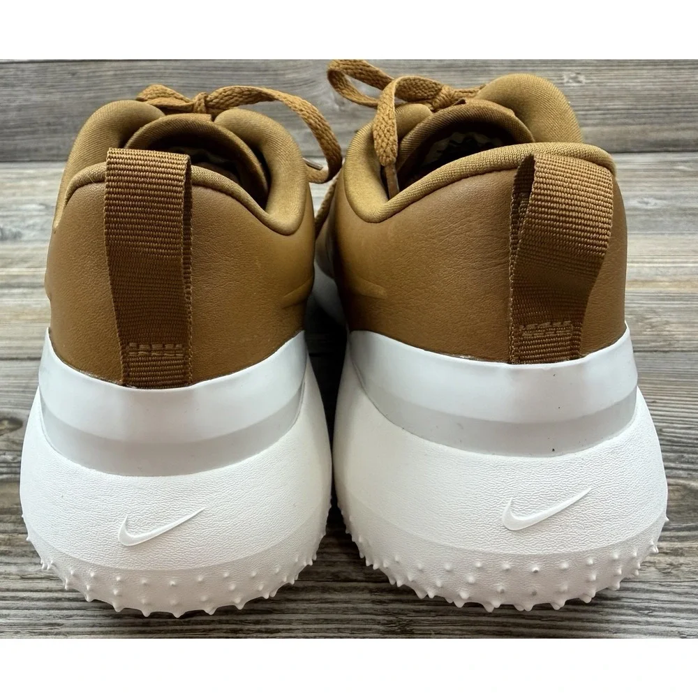 NIKE Roshe G Premium Brown Leather Spikeless Golf Shoes AA1838-200 Men's 10.5